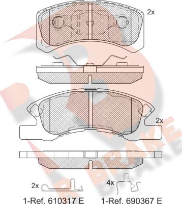 R Brake RB1701-208 - Тормозные колодки, дисковые, комплект unicars.by