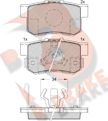 R Brake RB1718 - Тормозные колодки, дисковые, комплект unicars.by