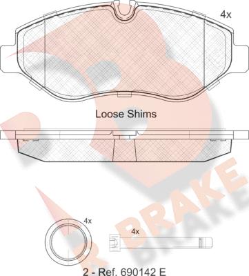 R Brake RB1786 - Тормозные колодки, дисковые, комплект unicars.by