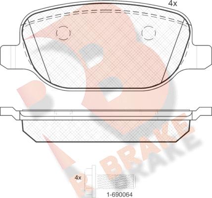 R Brake RB1780 - Тормозные колодки, дисковые, комплект unicars.by