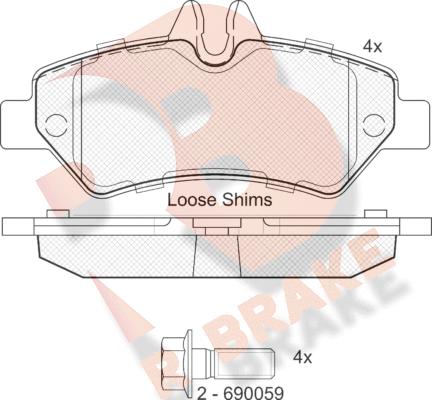 R Brake RB1787-204 - Тормозные колодки, дисковые, комплект unicars.by