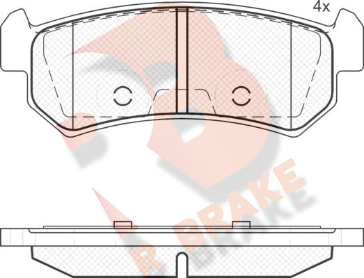 R Brake RB1727 - Тормозные колодки, дисковые, комплект unicars.by