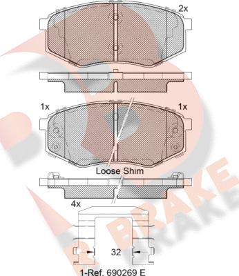 R Brake RB2094 - Тормозные колодки, дисковые, комплект unicars.by