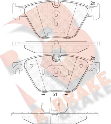 R Brake RB2065 - Тормозные колодки, дисковые, комплект unicars.by