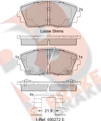 R Brake RB2034 - Тормозные колодки, дисковые, комплект unicars.by