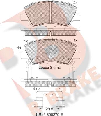 R Brake RB2035 - Тормозные колодки, дисковые, комплект unicars.by