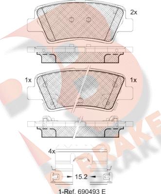 R Brake RB2036-066 - Тормозные колодки, дисковые, комплект unicars.by