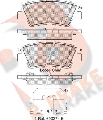 R Brake RB2036 - Тормозные колодки, дисковые, комплект unicars.by