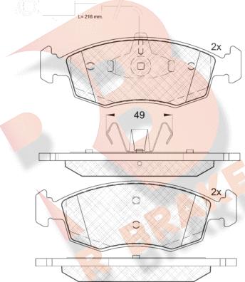 R Brake RB2033 - Тормозные колодки, дисковые, комплект unicars.by