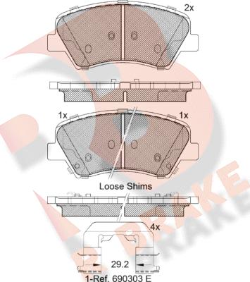 R Brake RB2029 - Тормозные колодки, дисковые, комплект unicars.by