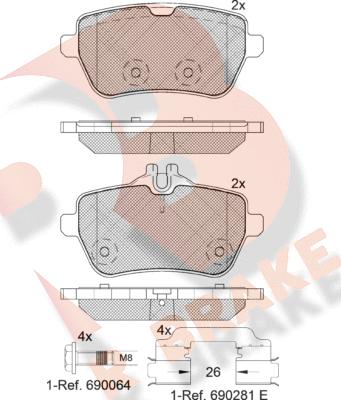 R Brake RB2076-400 - Тормозные колодки, дисковые, комплект unicars.by