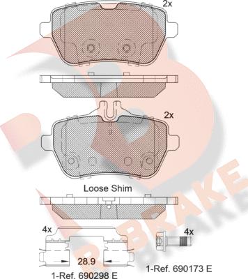 R Brake RB2076 - Тормозные колодки, дисковые, комплект unicars.by