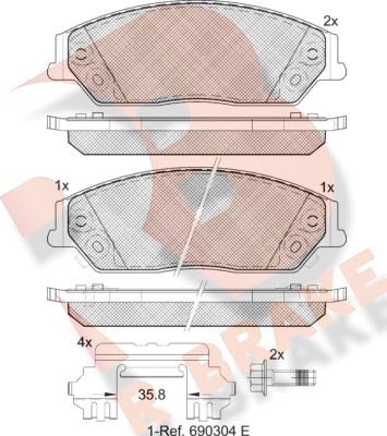 R Brake RB2077 - Тормозные колодки, дисковые, комплект unicars.by