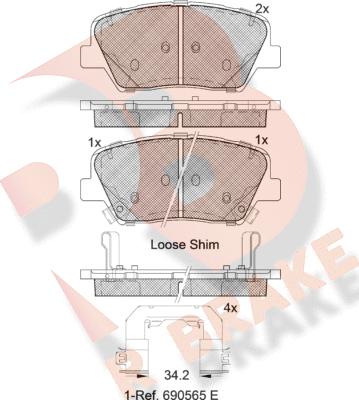 R Brake RB2147-203 - Тормозные колодки, дисковые, комплект unicars.by