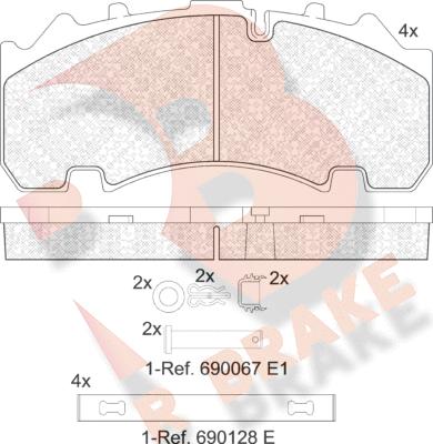 R Brake RB2155-066 - Тормозные колодки, дисковые, комплект unicars.by