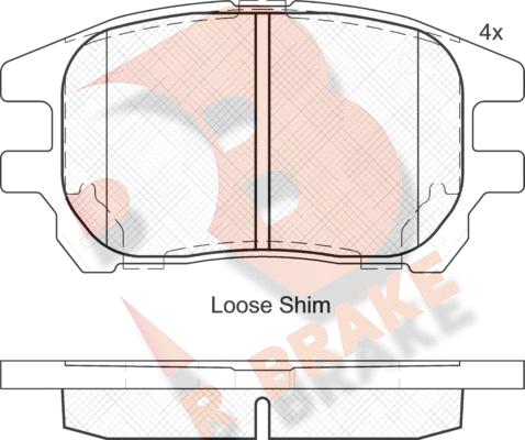 R Brake RB2107 - Тормозные колодки, дисковые, комплект unicars.by