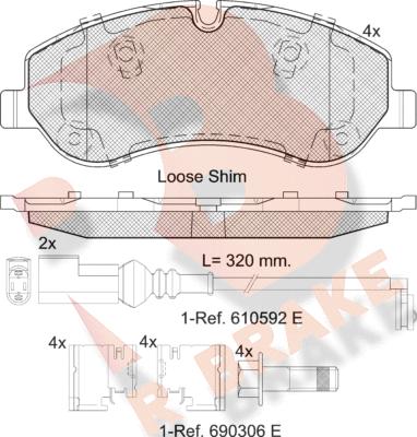 R Brake RB2119 - Тормозные колодки, дисковые, комплект unicars.by