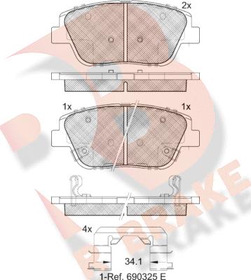 R Brake RB2136 - Тормозные колодки, дисковые, комплект unicars.by