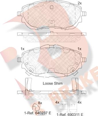 R Brake RB2129 - Тормозные колодки, дисковые, комплект unicars.by