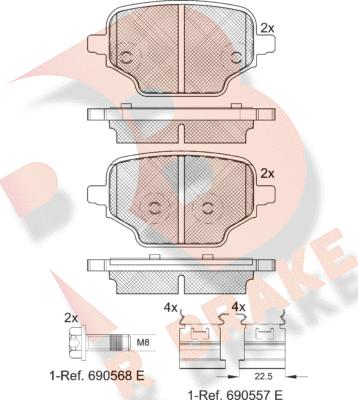 R Brake RB2347 - Тормозные колодки, дисковые, комплект unicars.by