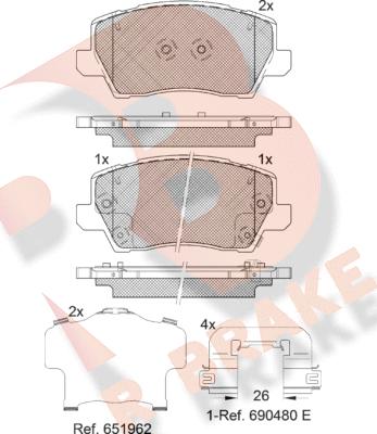 R Brake RB2325 - Тормозные колодки, дисковые, комплект unicars.by