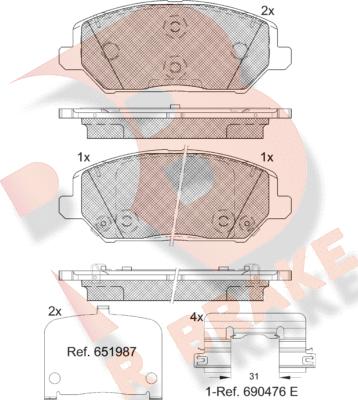 R Brake RB2320 - Тормозные колодки, дисковые, комплект unicars.by