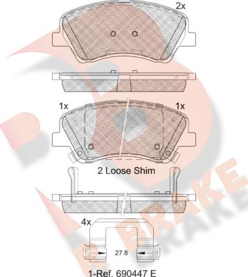 R Brake RB2298 - Тормозные колодки, дисковые, комплект unicars.by