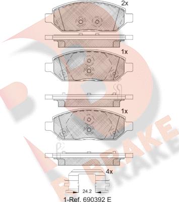 R Brake RB2264 - Тормозные колодки, дисковые, комплект unicars.by