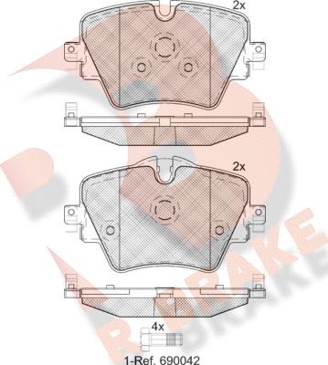 R Brake RB2216 - Тормозные колодки, дисковые, комплект unicars.by