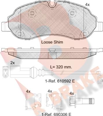 R Brake RB2217 - Тормозные колодки, дисковые, комплект unicars.by