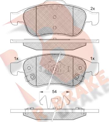 R Brake RB2228 - Тормозные колодки, дисковые, комплект unicars.by