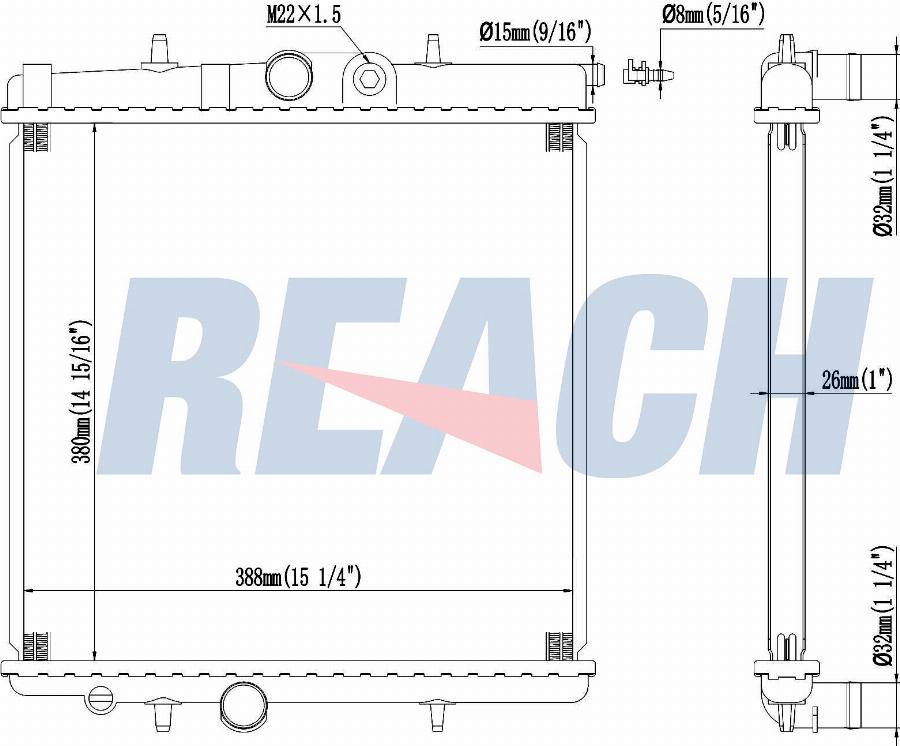 REACH 1.40.14568.126 - Радиатор, охлаждение двигателя unicars.by