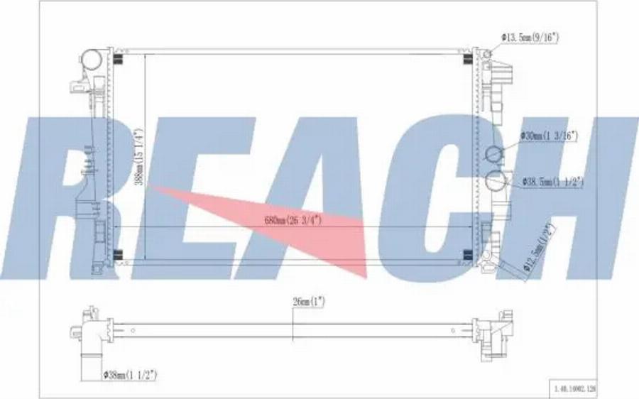 REACH 1.40.14002.126 - Радиатор, охлаждение двигателя unicars.by