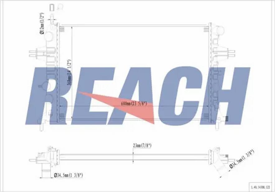 REACH 1.40.14308.122 - Радиатор, охлаждение двигателя unicars.by