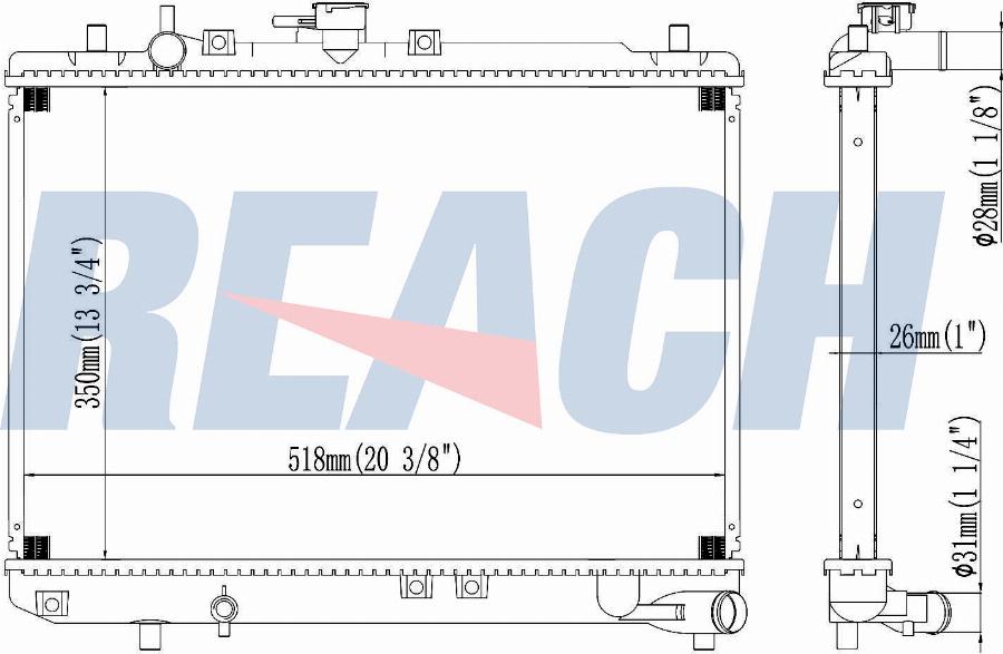 REACH 1.40.13922.126 - Радиатор, охлаждение двигателя unicars.by