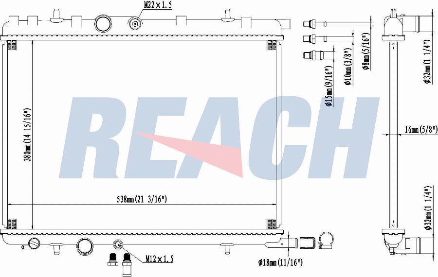 REACH 1.40.13464.116 - Радиатор, охлаждение двигателя unicars.by