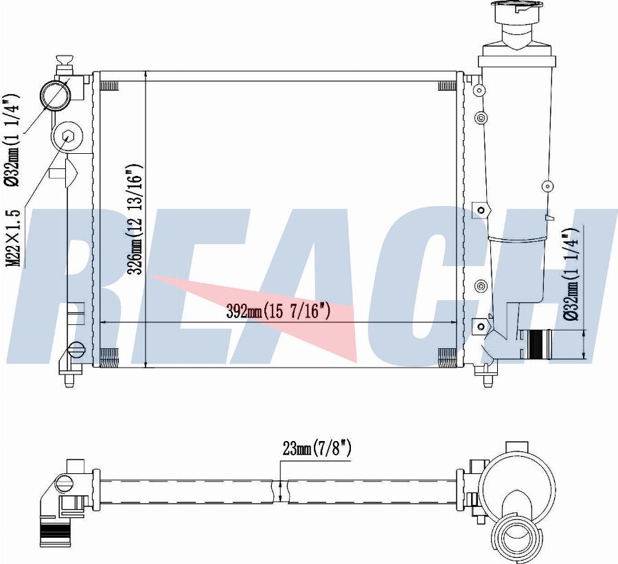 REACH 1.40.13430.523 - Радиатор, охлаждение двигателя unicars.by
