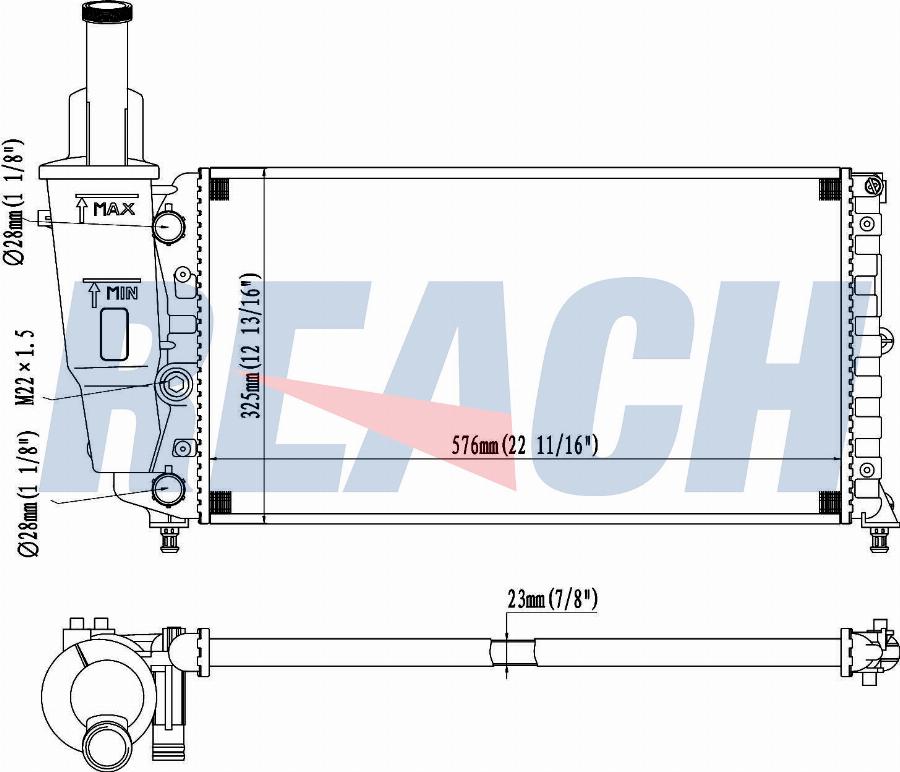 REACH 1.40.13626.523 - Радиатор, охлаждение двигателя unicars.by