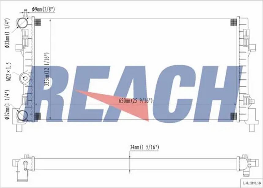 REACH 1.40.20895.534 - Радиатор, охлаждение двигателя unicars.by