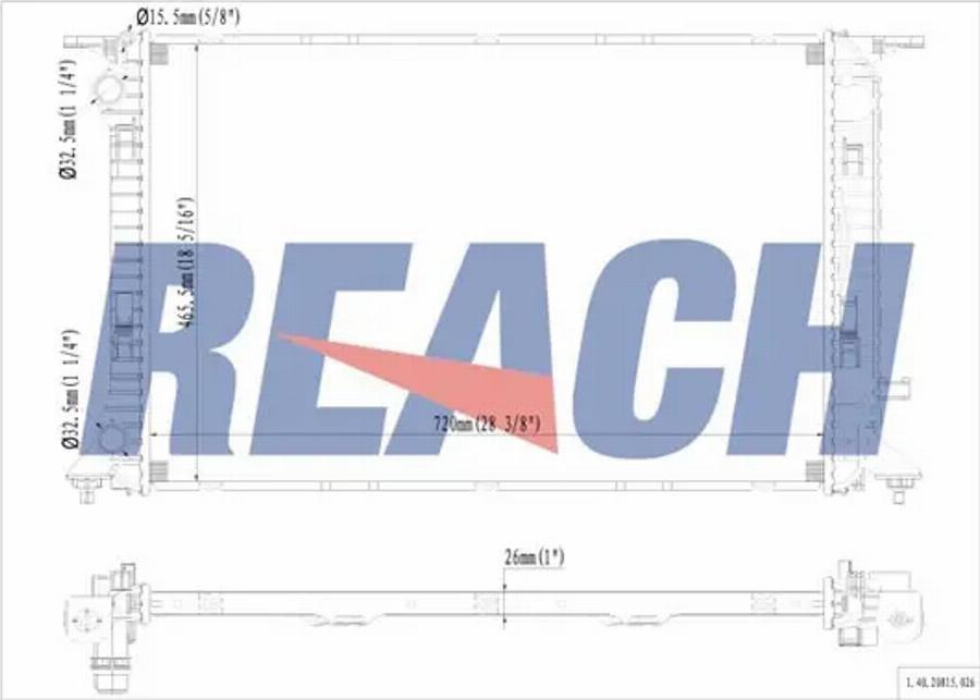 REACH 1.40.20815.026 - Радиатор, охлаждение двигателя unicars.by