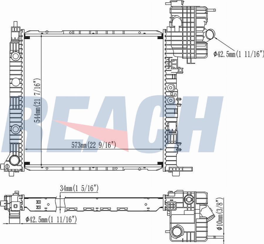 REACH 1.40.21556.534 - Радиатор, охлаждение двигателя unicars.by