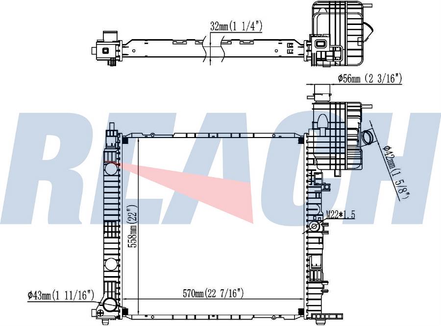 REACH 1.40.21556.132 - Радиатор, охлаждение двигателя unicars.by