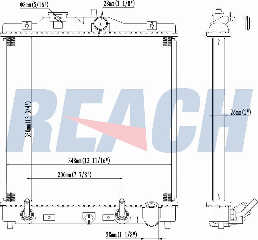 REACH 1.41.1290.126 - Радиатор, охлаждение двигателя unicars.by