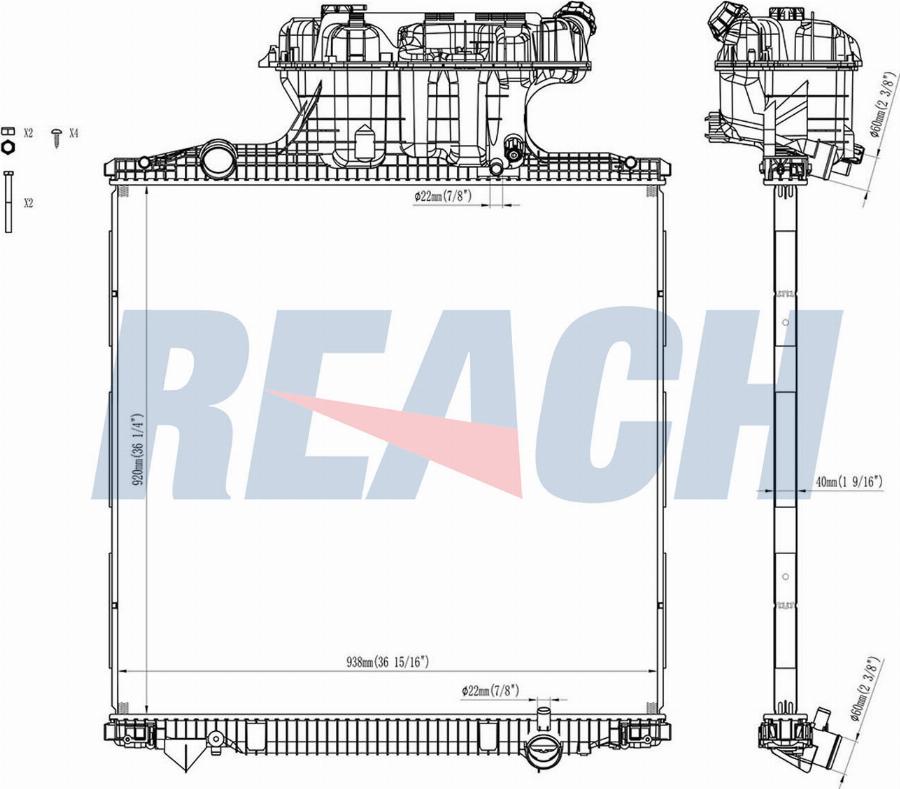 REACH 1.42.10312.142 - Радиатор, охлаждение двигателя unicars.by