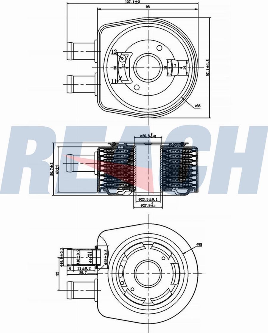 REACH 1.24.11037 - Масляный радиатор, двигательное масло unicars.by