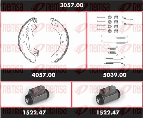 Remsa 3057.00 - Комплект тормозных колодок, барабанные unicars.by