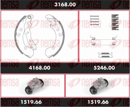 Remsa 3168.00 - Комплект тормозных колодок, барабанные unicars.by