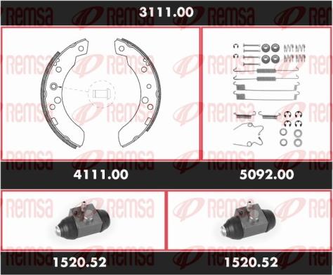 Remsa 3111.00 - Комплект тормозных колодок, барабанные unicars.by