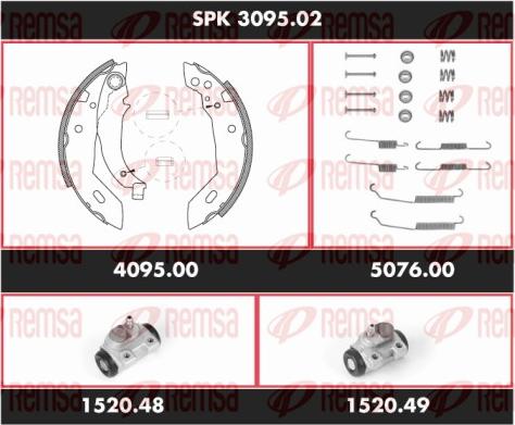 Remsa SPK 3095.02 - Комплект тормозных колодок, барабанные unicars.by