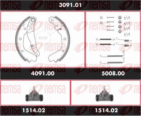 Remsa SPK 3091.01 - Комплект тормозных колодок, барабанные unicars.by